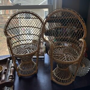 2 Vintage Wicker Peacock chairs